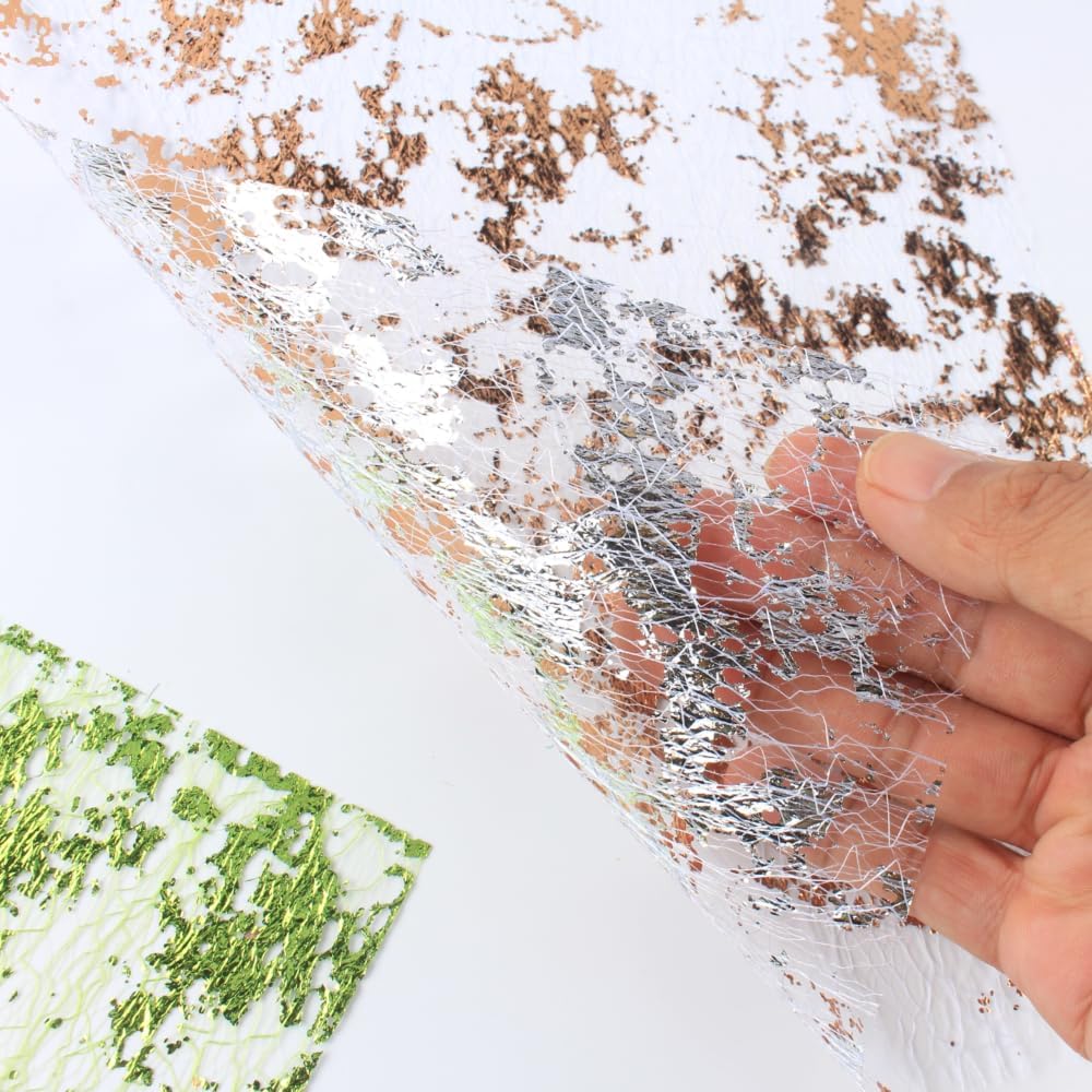 A4 Size Colorful Foil Textured Fabric Art Paper Scrapbooking Decorative, 10 Sheets Sparkle Metallic Lace Mesh for Crafts, Junk Journaling Supplies, Card Making, Collage