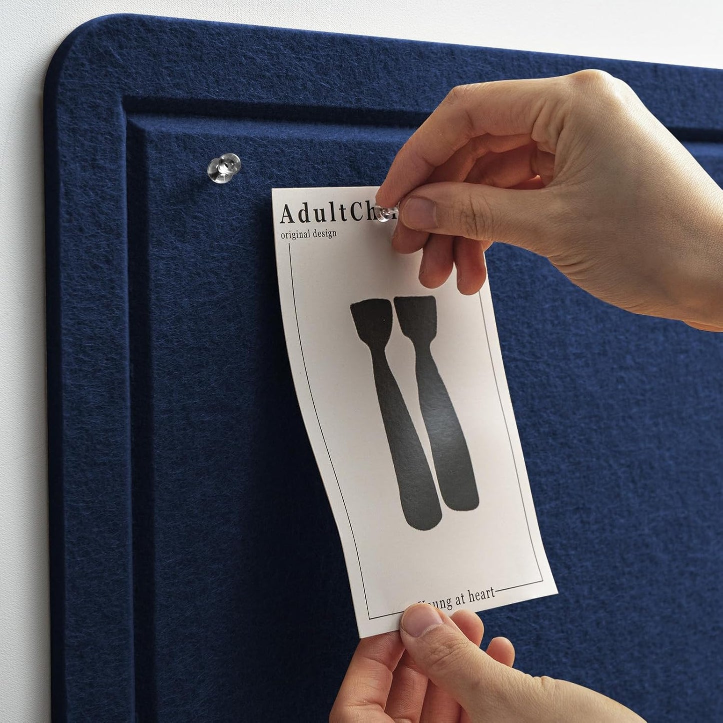 Large Bulletin Board - 48 x 36 Inches, Decorative Felt Pin Board for Wall - 4' x 3' Foldable Photo Display Board with Self-Adhesive Tape, Includes 20 Push Pins - Dark Blue