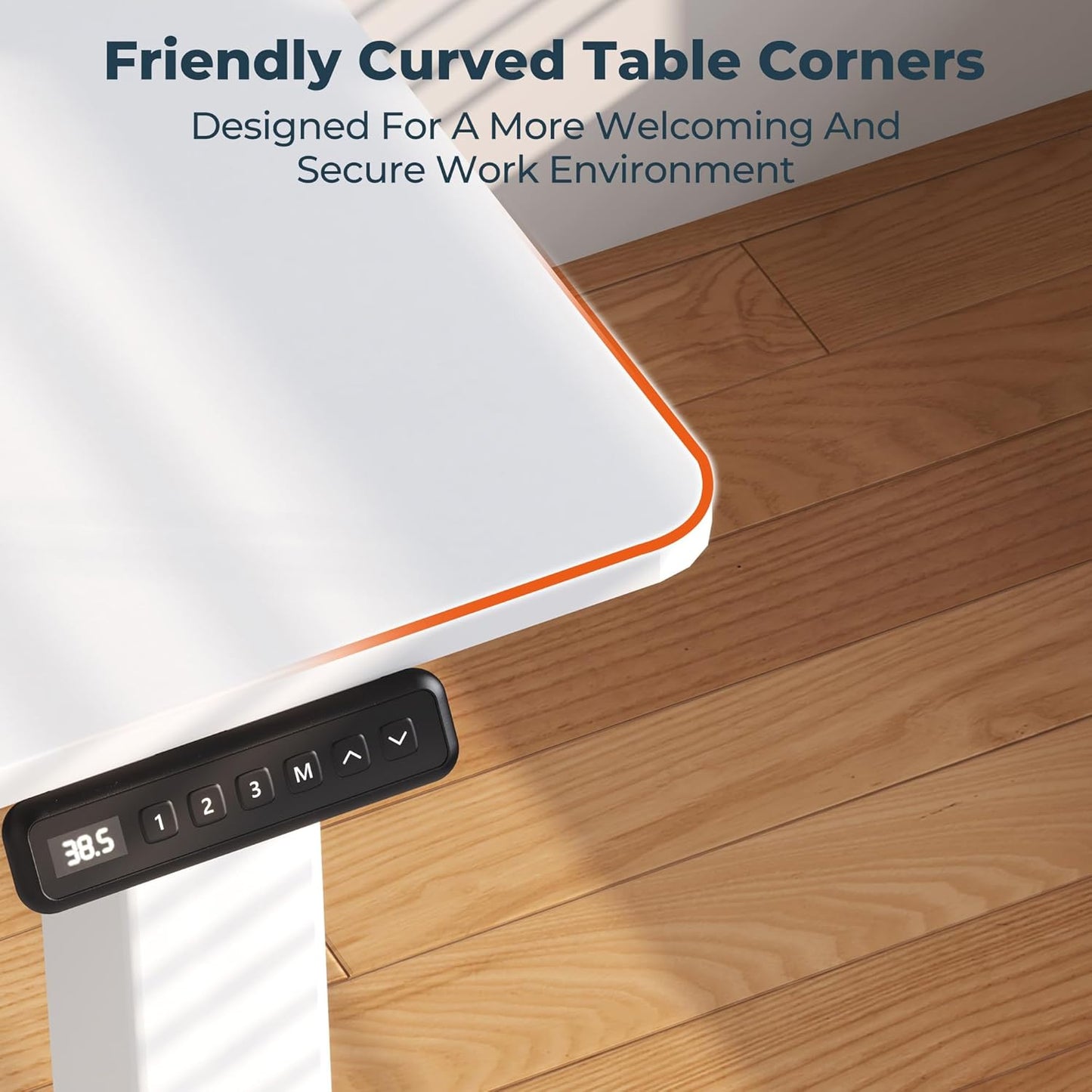 4 Legs Standing Desk, Large 63x28 Inches Electric Adjustable Height Desk with Splice Board, Stand Up Desks Home Office Computer Workstation, White