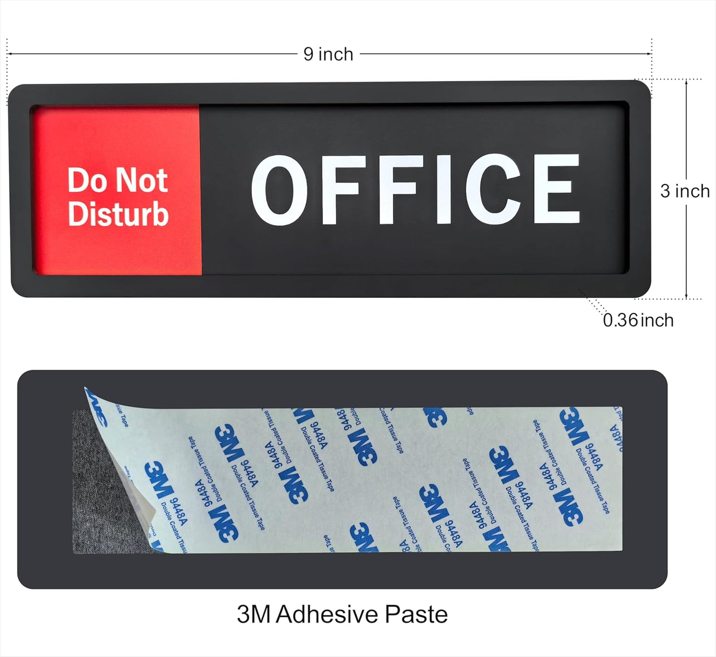 Office Sign – Do Not Disturb / Knock Welcome Slide Switch Sign, Premium Durable Acrylic Material, Super Strong Self-Adhesive, Quick Installation, Suitable For Your Home And Business (9×3 Inches, Black) (Office)