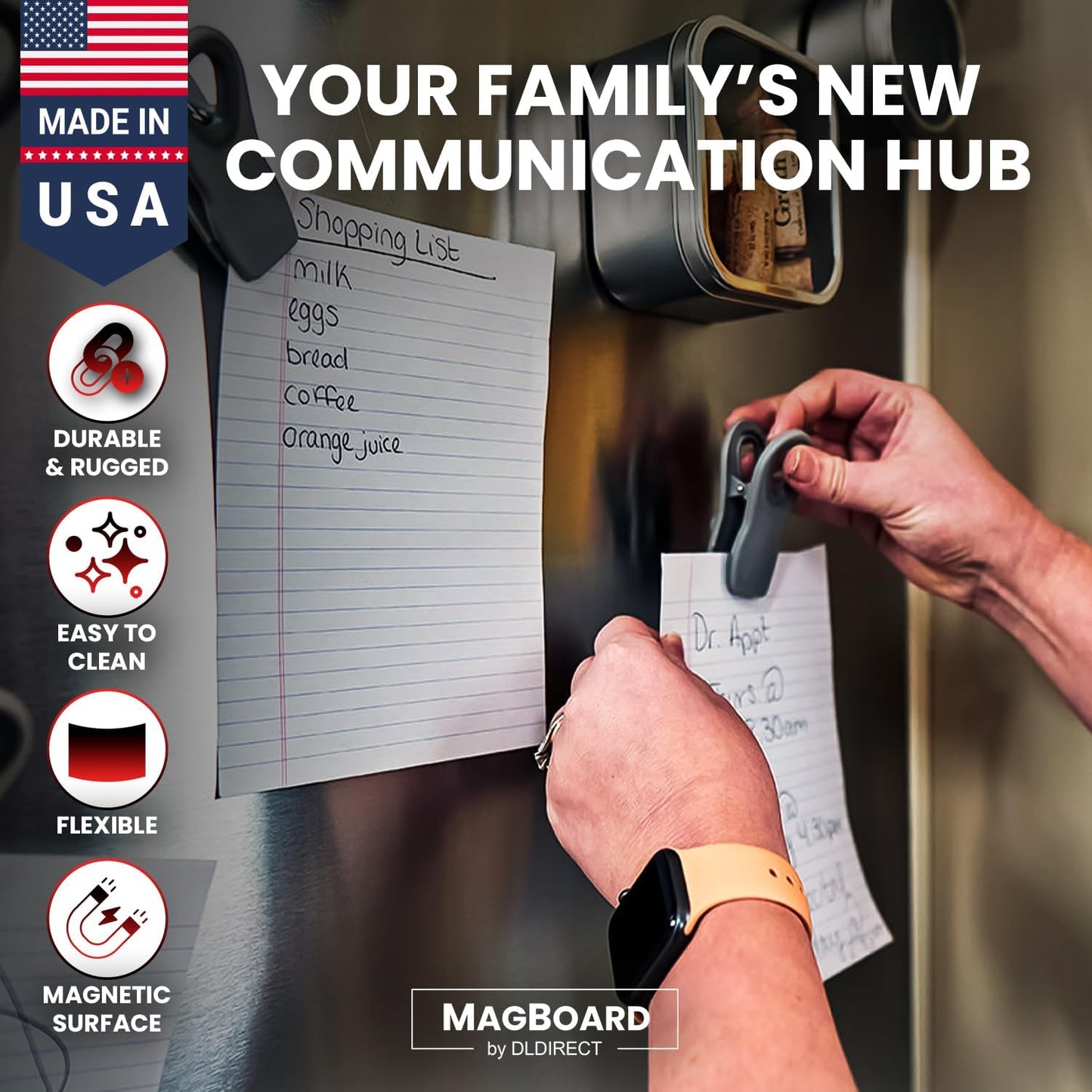 Diamond Life Magnetic Board - Memo & Vision Board for Home, School & Office - Magnet Board for Kids - Pre-drilled Mounting Screws Included (Stainless Steel 24"x36")