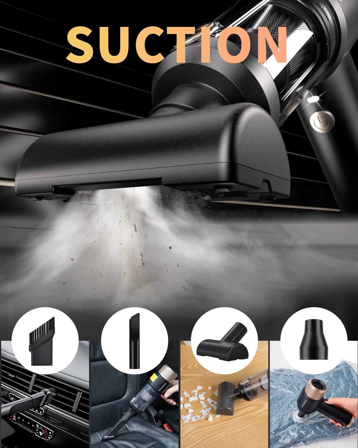 COLORCORAL Mini Vacuum Cleaner Portable Cordless Keyboard Cleaner Powerful Suction Handheld Vacuum &Computer Air Duster for Office Desktop Laptop Keyboard Car and Home Cleaning