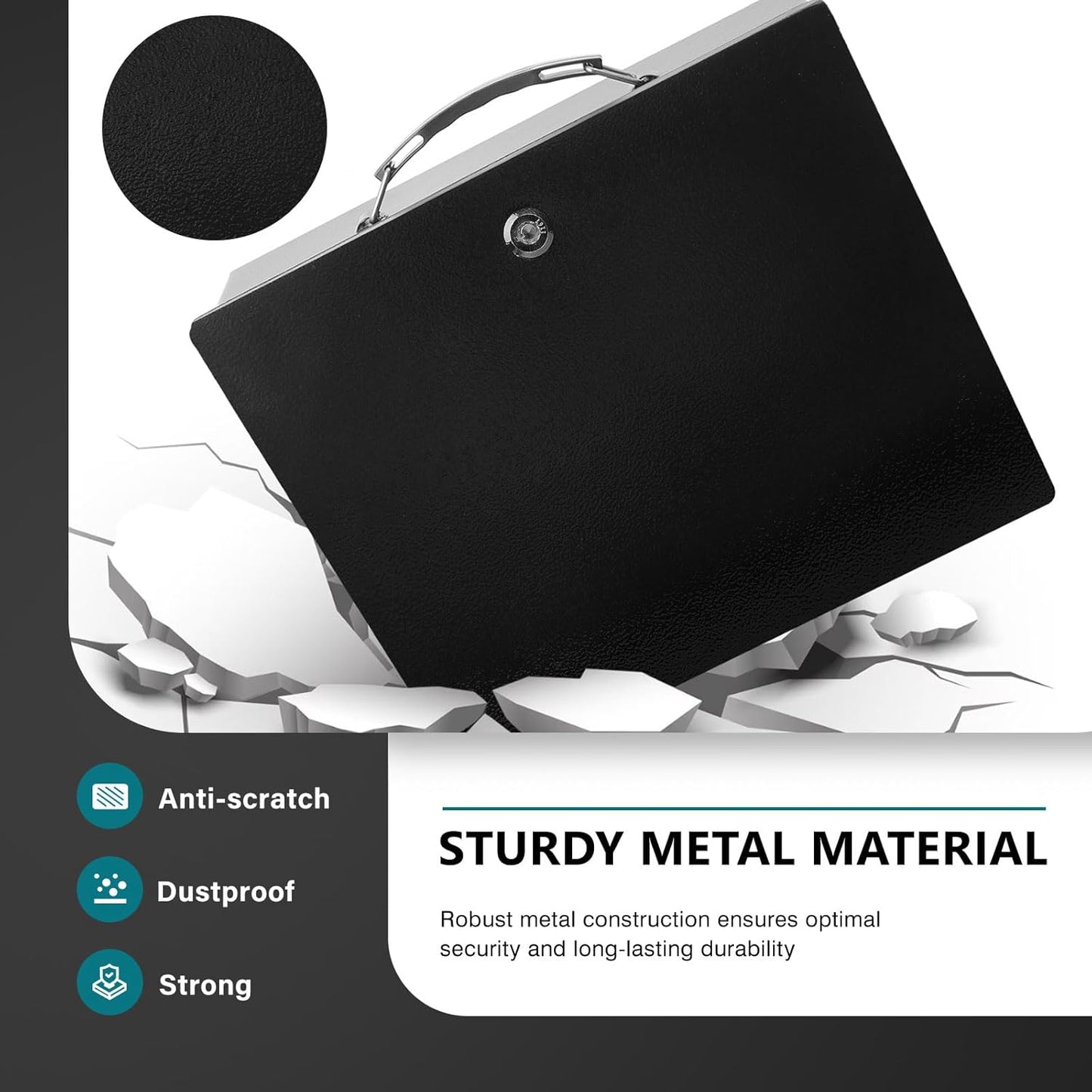 Fireproof Document Box with Key Lock & Fireproof Money Bag,Safe Storage Box for Valuables,Fire Resistance Security Chest,Fireproof Box for Documents,Passport Extra Large (Black, Large)