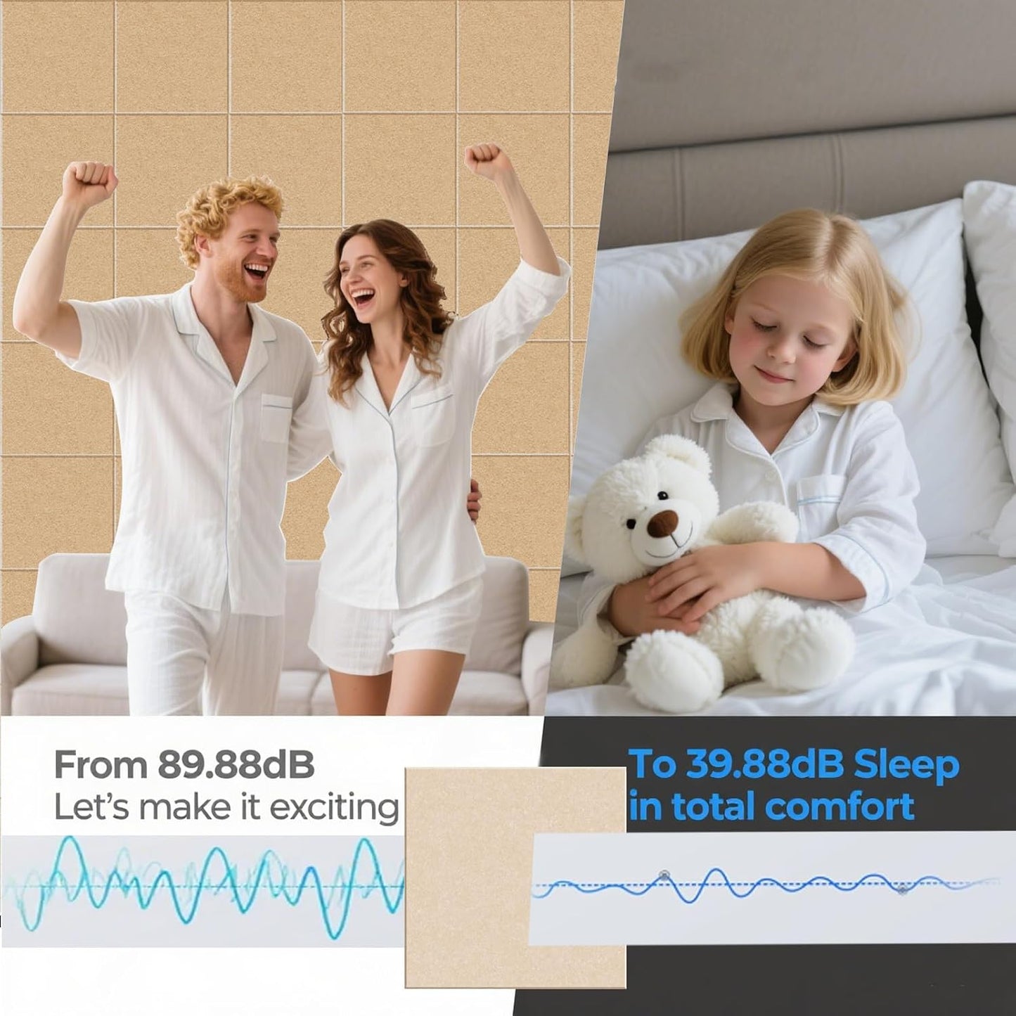 Large Acoustic Panels, 48"X36"X0.4" Sound Proof Foam Panels for Walls, Sound proof panels for walls, Soundproof Wall Panels for Home Studio&Office Decor. (Deep Camel)