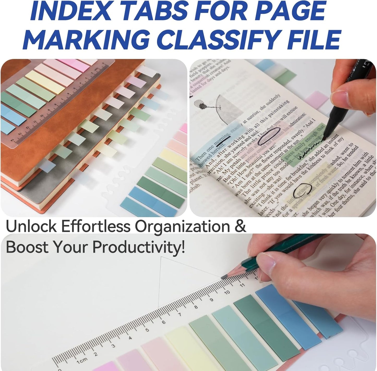 500 Sheets Transparent Sticky Notes with Index Tab, Waterproof & Crystal Clear Sticky Notes Sets, See-Through PET Sticky Note, 5X The Sticking Power Translucent Sticky Note Pad, 7 Pads