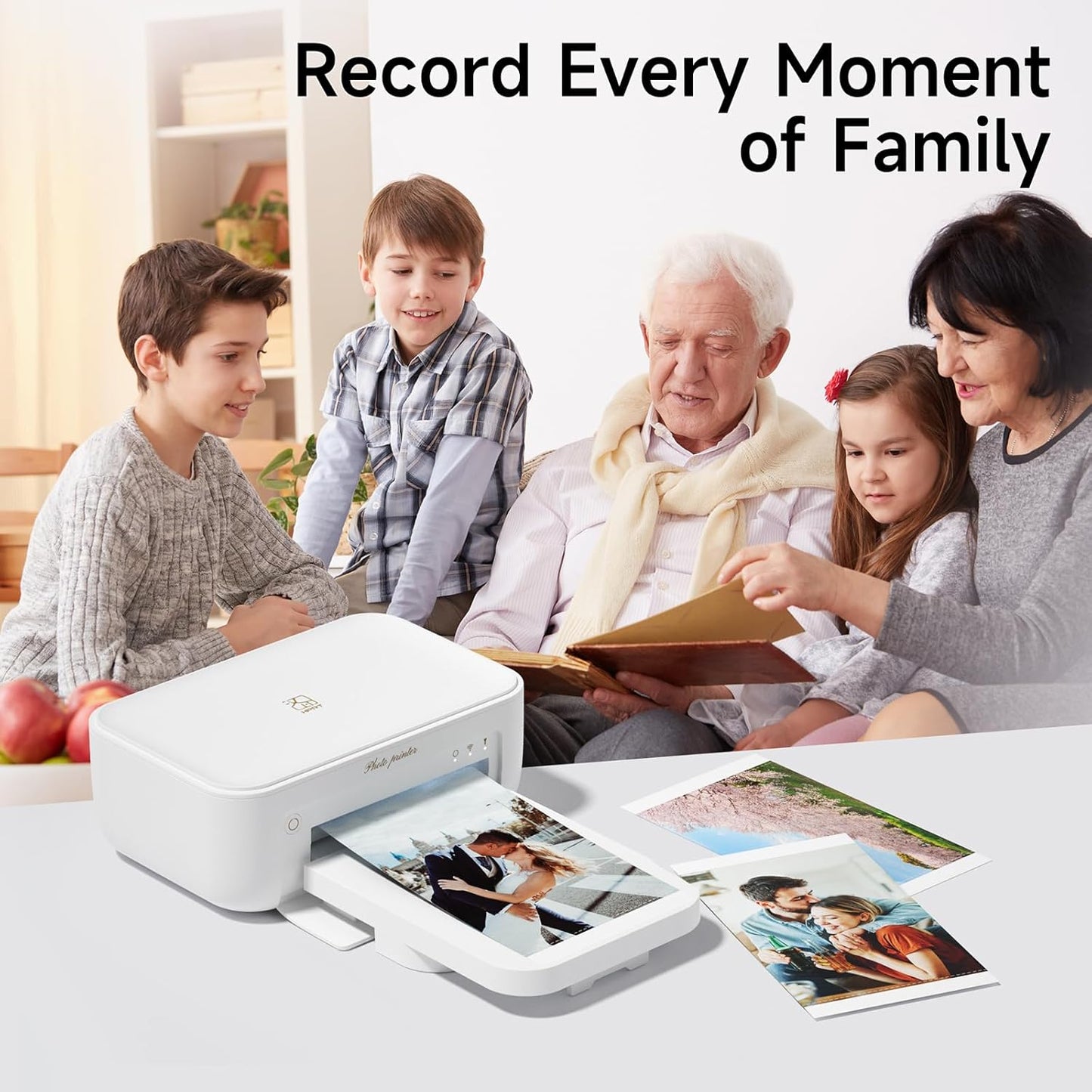 HPRT Photo Printer 4x6 with 108 Sheet Photo Paper& 2 Ribbon, Instant Picture Printer for iPhone, Smartphone, Thermal Dye Sublimation, WI-Fi Connnecting, Home Use, White