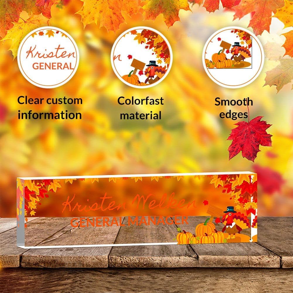 Personalized Name Plate for Desk | Desk Accessories | Custom Decorations for Women | Office Decor for Men | Gifts of Autumn for Farmer, Agricultural Scientists (Thanksgiving Day)