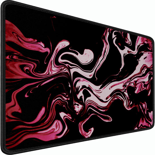 Gaming Mouse Pad, 31.5x15.7 inch Large Extended Computer Keyboard Mouse Mat, Water Resist Non-Slip Mousepad Rubber Base Long XXL Desk Mouse Pad for Gaming, Office & Home, Marble Red