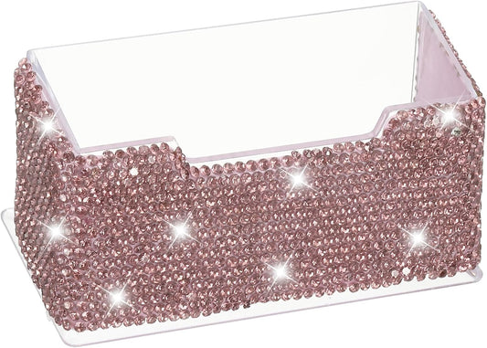 PATIKIL Rhinestone Business Card Holder, Crystal Business Card Holders Bling Business Card Organizer Display Stand for Desktop Desk Office Exhibition, Purple