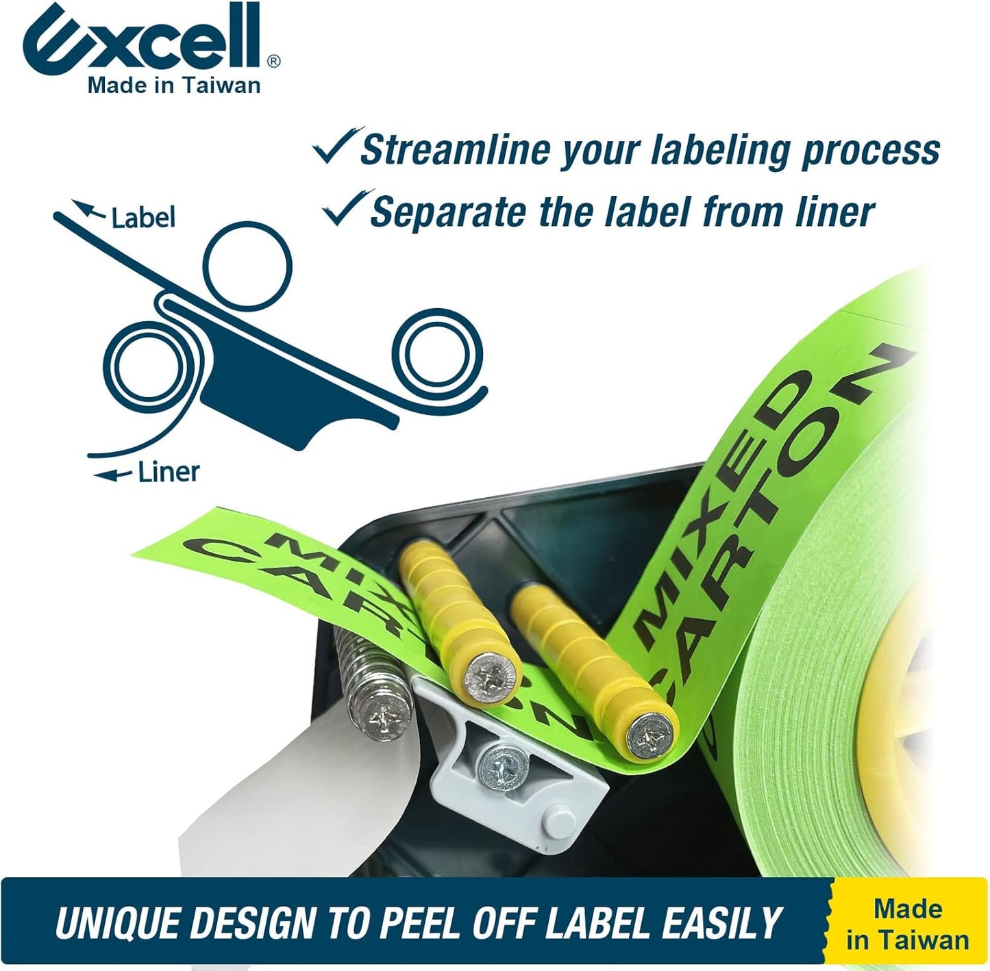 Excell LD-619 Economy Lightweight Table Label Dispenser (6.5 Inch Wide) Adjustable Sticker Roll Holder Dispenser for Home, Office, Retailer Stores and Warehouses Shipping Supplies (6.5 Inch)
