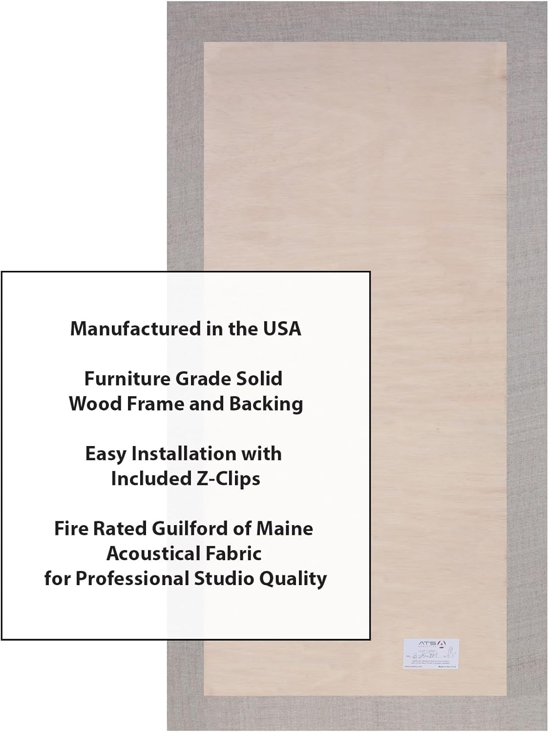 ATS Acoustics Sound Absorbing Acoustic Panel Fire Rated Professional Studio Quality 24" x 48" x 2" (Sandstone)