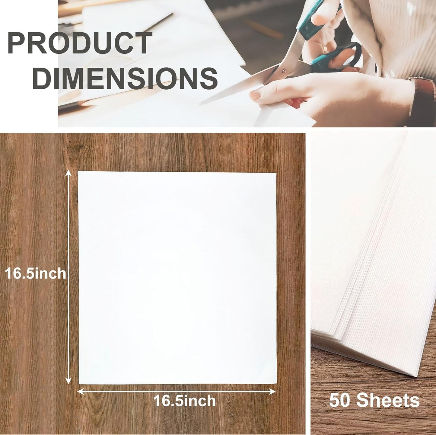 MLNSUNNY 50 Sheets of Artist Teabag Paper for Mixed Media Art,16.5''x16.5''White Large Handmade Paper,Wet Strength Tissue DIY Art Craft Supplies for Painting,Collage,Cyanotype,Origami,Printmaking