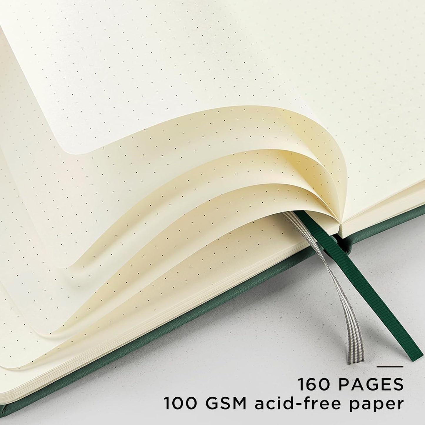 &And Per Se Dotted Journal Notebook (10 packs), A5 Hardcover Leather Bullet Dotted Journal, 160 Pages 100GSM Thick Paper, 3 Sheets of Stickers Included - 5.7'' x 8'' (Green)