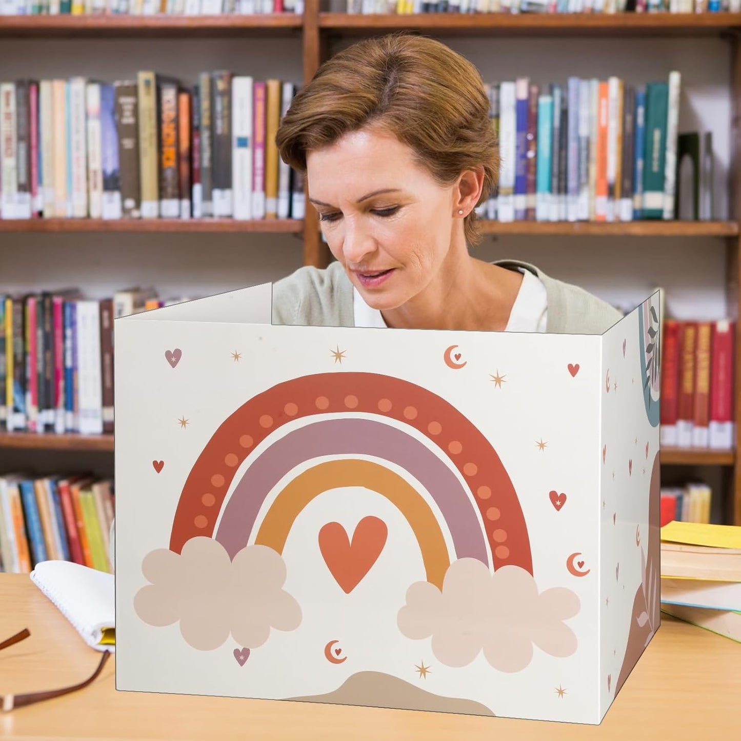 Crtiin 24 Pcs Privacy Folders for Students Desk Dividers Standard School Privacy Cardboard Board Testing Dividers Shield for Classroom Teacher Supplies Keep Eyes from roving(Rainbow)