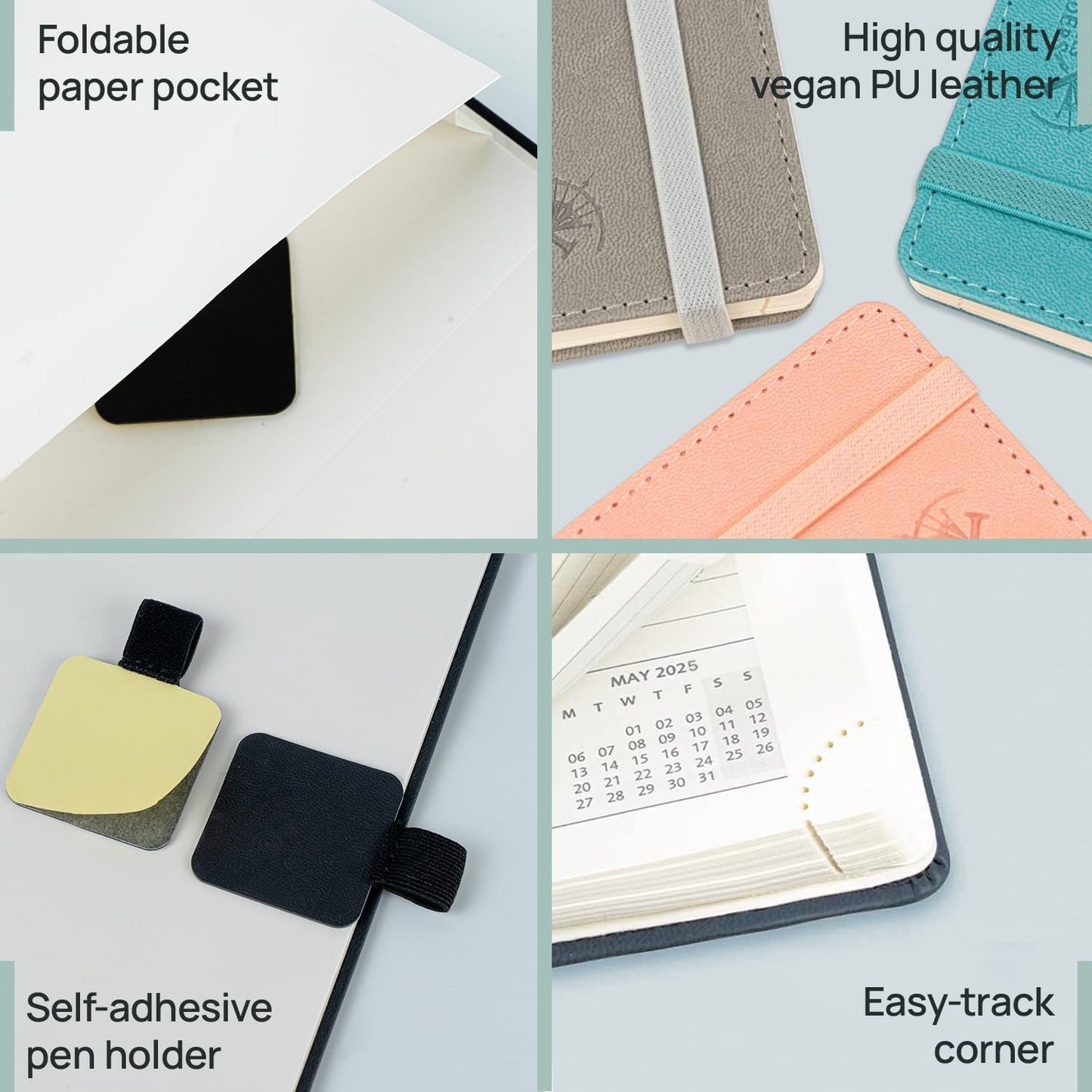 POPRUN Pocket Monthly Planner 2025-2026 (Pocket- 4''x 6.25''Soft Leather Cover) - 18 Month Calendar Book for Purse (Jul.2025-Dec.2026), 100 GSM Thick Paper - Burgundy