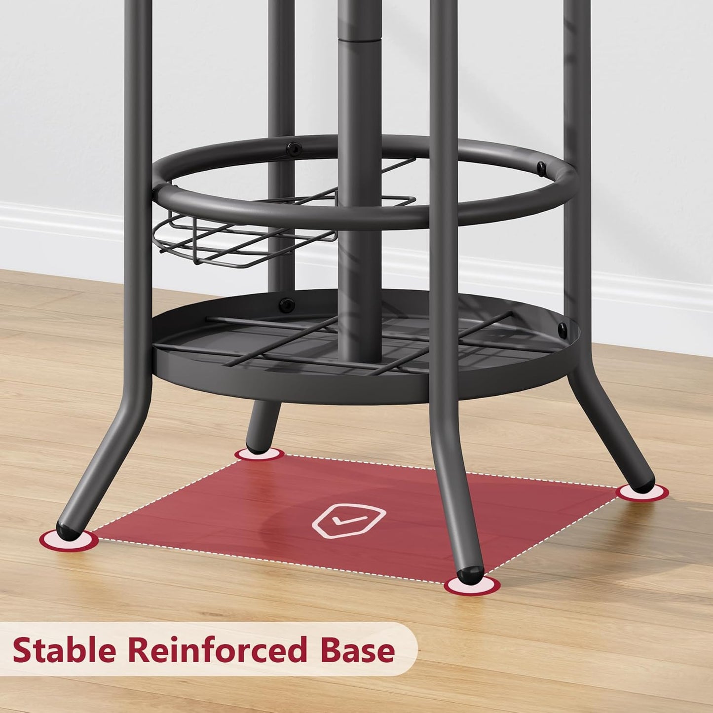 Tajsoon Coat Rack with Umbrella Holder, Coat Tree Freestanding, Coat Rack Stand with 16 Hooks, Coat Stand for Living Room, Bedroom, Office, Grey