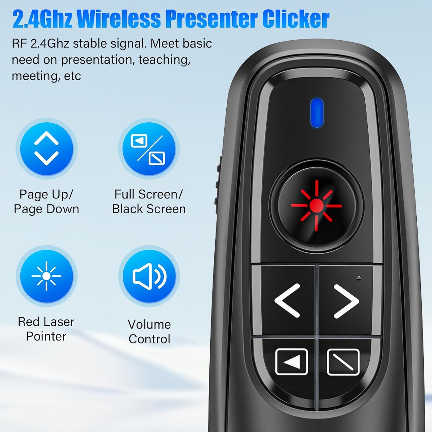 Presentation Clicker Wireless Presenter Remote Clicker, USB C PowerPoint Clicker for Presentation with Laser Pointer, RF 2.4GHz Computer Pointer Clicker Slide Advancer for Google Slides,Mac,Laptop