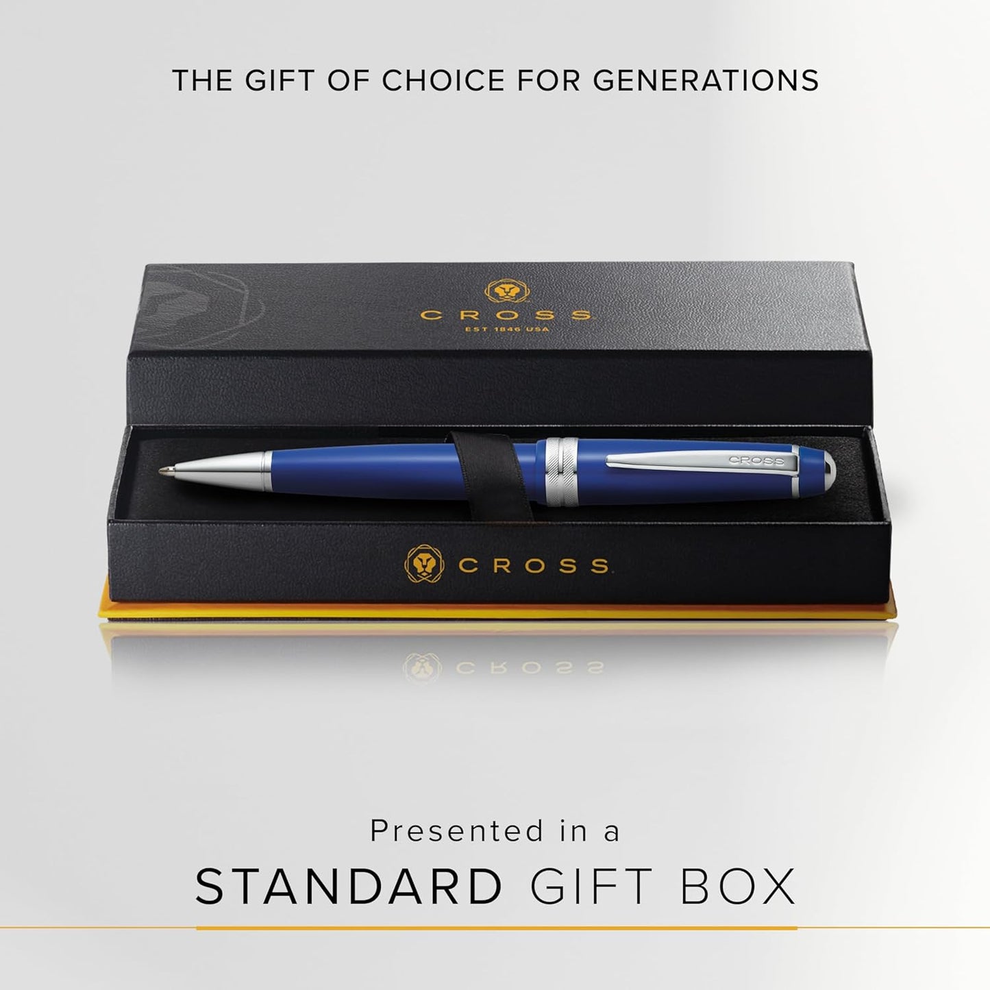 Cross Bailey Light Refillable Ballpoint Pen Presented in a Everyday Gift Box - Medium Point, Black Ink, Polished Blue