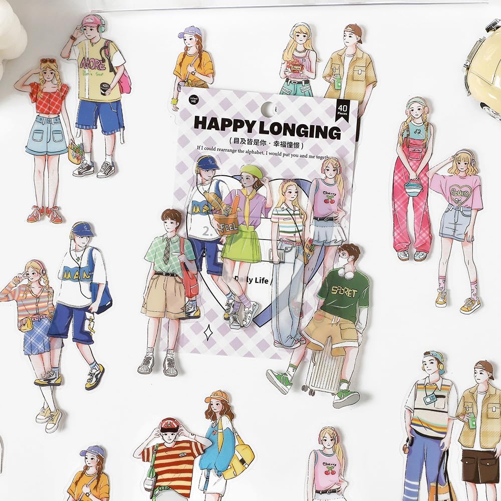 Alideco 120pcs Scrapbook Stickers Kawaii Sweet Girls People Boys Journaling Scrapbooking Junk Journal Crafts Embelishment Decoration Diary Stickers (mujijieshini)