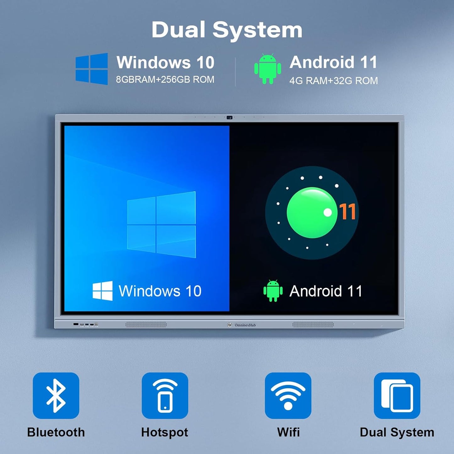 65" Smart Board, Interactive Whiteboard, 4K UHD Touch Screen Digital Board, Digital Electronic Smartboard with Dual System, for Classroom,Office & Conference Rooms (Wall Mount Included)