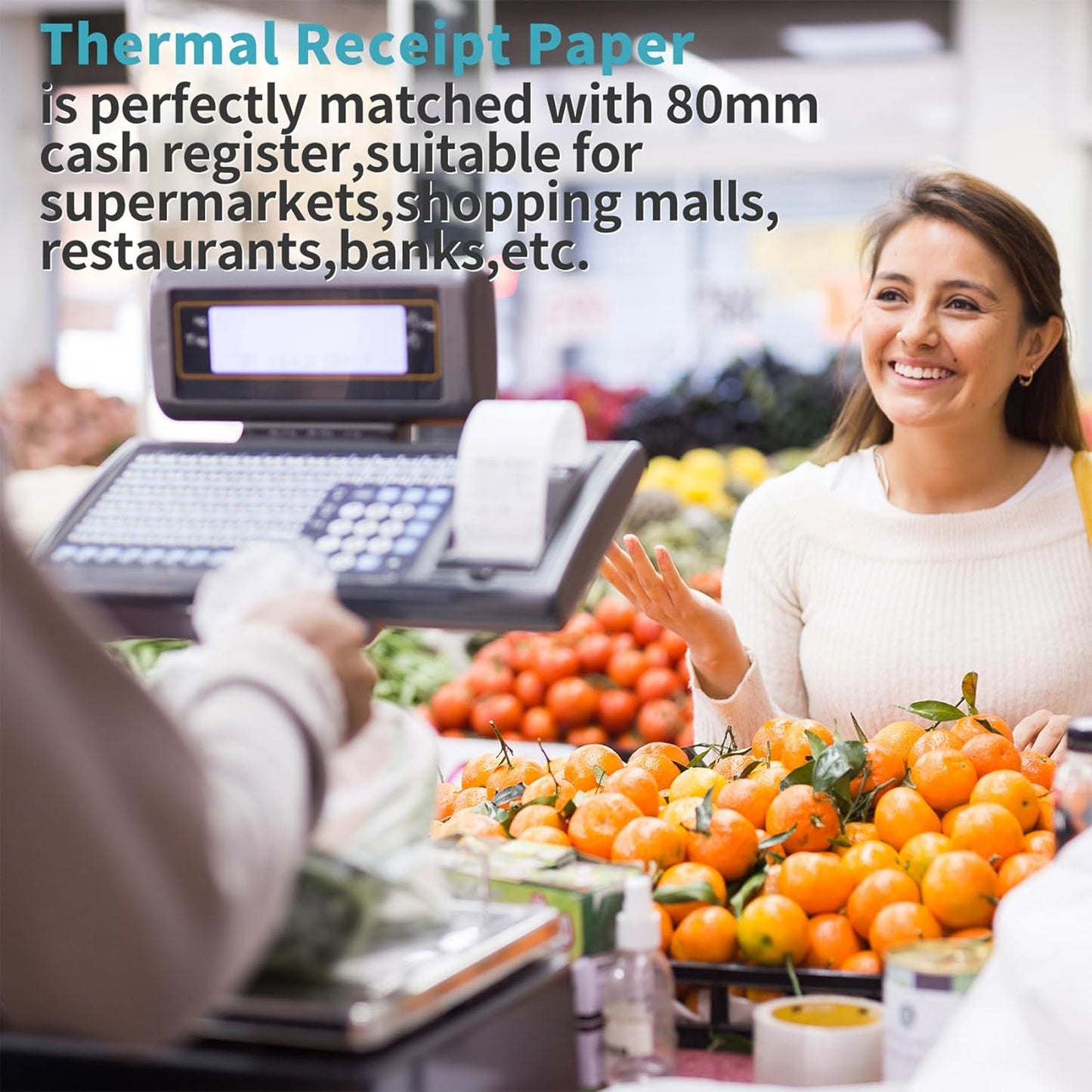 MFLABEL 2 1/4" Thermal Paper Rolls - 50 Rolls of 2.25 x 50' Credit Card Receipt Paper, Compatible with Clover POS, Visa/MasterCard Terminals, & Standard Credit Card Machines