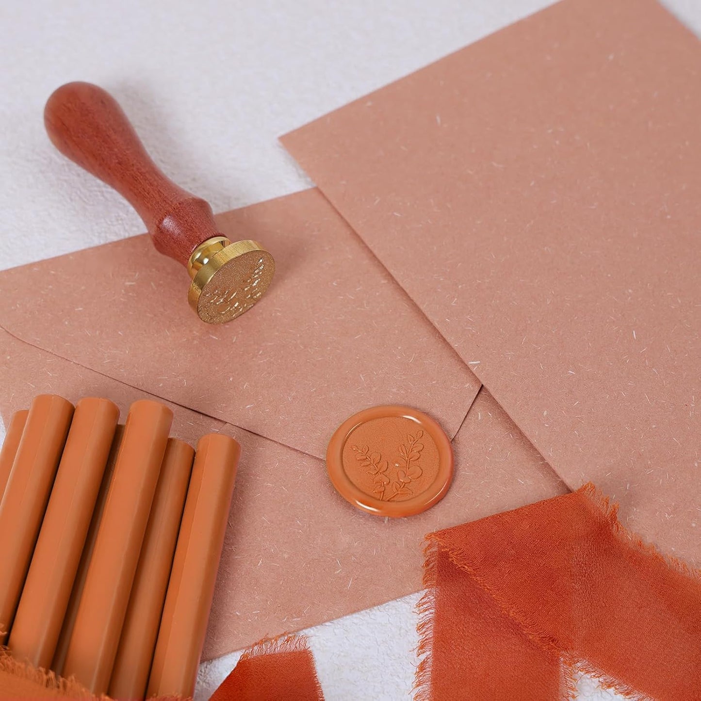 UNIQOOO Rust Orange Sealing Wax Sticks for Wax Seal Stamp - Perfect for Wedding Invitations, Cards Envelopes, Snail Mails, Wine Packages, Christmas Gift Ideas, Pack of 8
