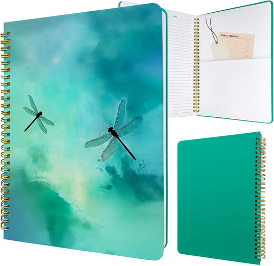 Cute Spiral Notebook journal B5 Aesthetic Pretty Design for Women Girls Kawaii with Pocket, 10 x 7.2 inch, Lined, Dragonfly
