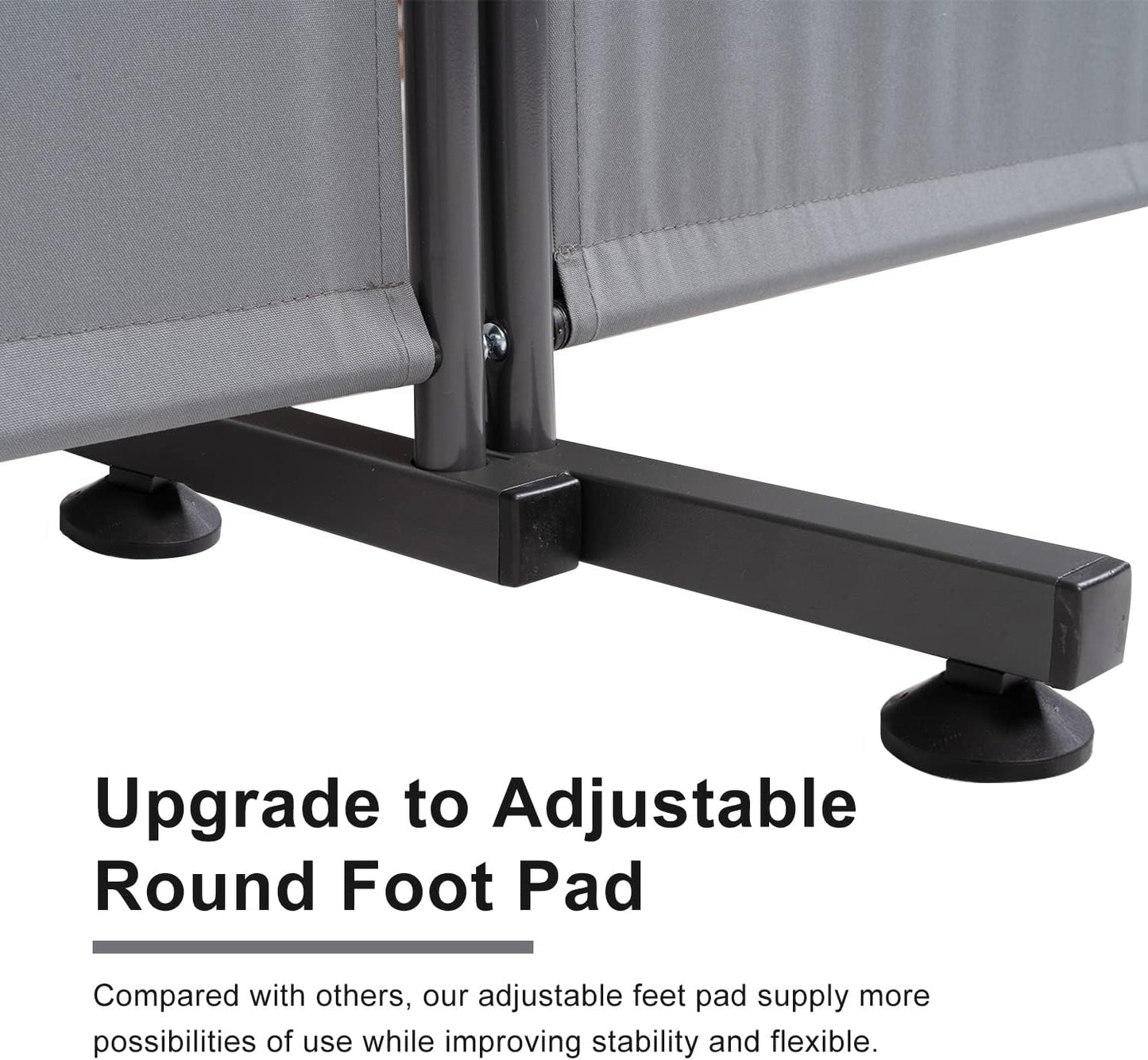 Room Divider 6FT Folding Privacy Screens, Partition Room Dividers w/Freestanding Design, Portable Wall Divider for Room Separtation, Fabric Screen Panel for Home Office Dorm (Grey, 3 Panel-Round Pad)