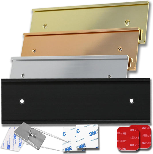 Executive Wall or Cubicle Nameplate Sign Holder Black Aluminum Fits 2x8 Plastic Office Door Name Plate or Cubicle Option| Made in USA
