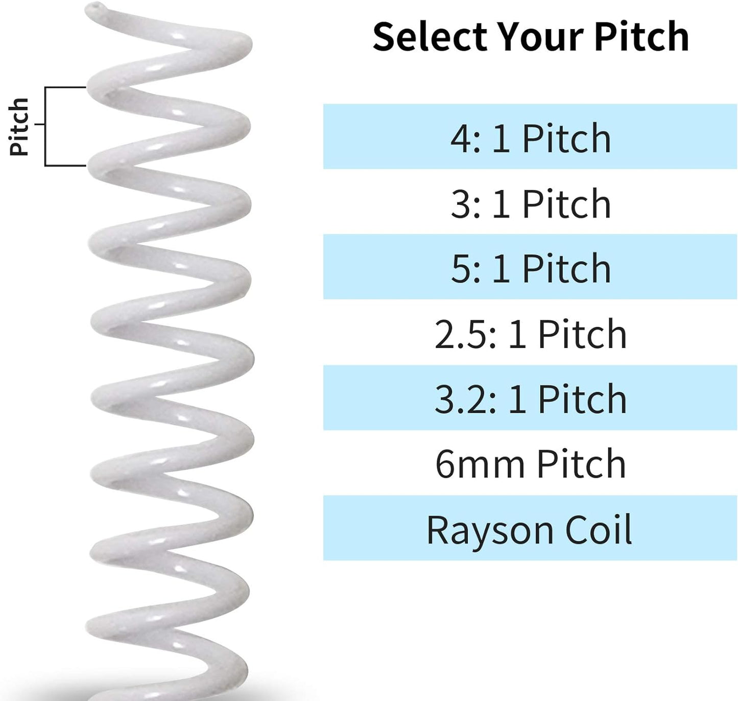 Rayson 7/16" Plastic Spiral Binding Coil, 80 Sheets Capacity, 4:1 Pitch 11.1mm White Coil Binding Spines for Business and Educational Purposes, Pack of 100