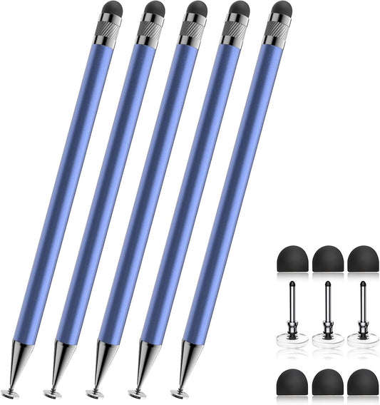 Bopomofo Stylus (5 Pcs),2-in-1 Stylus Pen for Touchscreen, High Precision and Sensitivity, Suitable for iPhone/ipad/Android Tablets, Compatible with Touch Screens,Blue