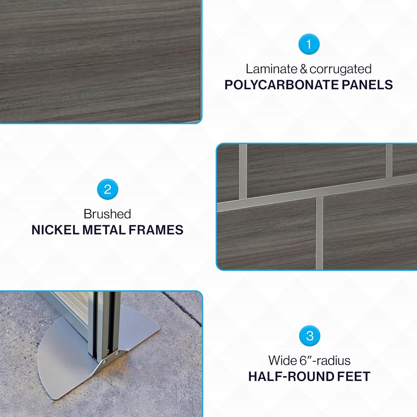 NBF Office Partition Room Divider - 76" H x 72" W Gray, Large Privacy Screen, Portable Partition Wall, Free Standing Office Divider