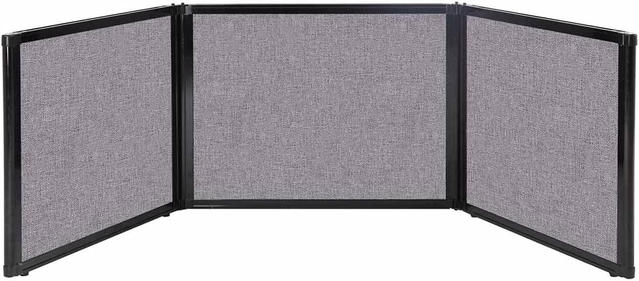Versare Folding Tabletop Display | 3-Panel Partition | Lightweight Portable Workspace Divider | Cloud Gray 99" x 24"
