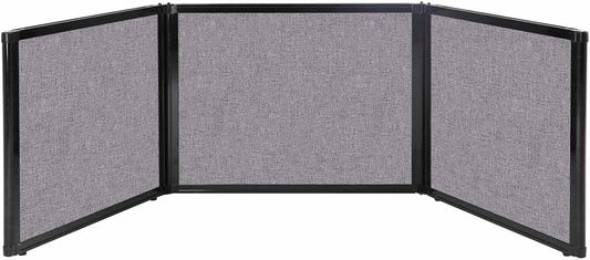 Versare Folding Tabletop Display | 3-Panel Partition | Lightweight Portable Workspace Divider | Cloud Gray 99" x 24"