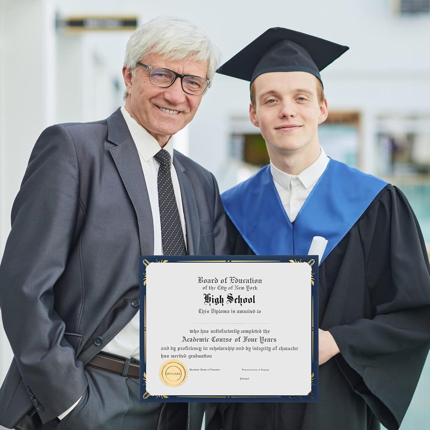 Fainne 100 Pcs Certificate Holder Foil Border Bulk 8.5 x 11 Inch Single Sided Award Diploma Cover for Letter Size Cardstock Document Paper Graduation School Marriage Supplies