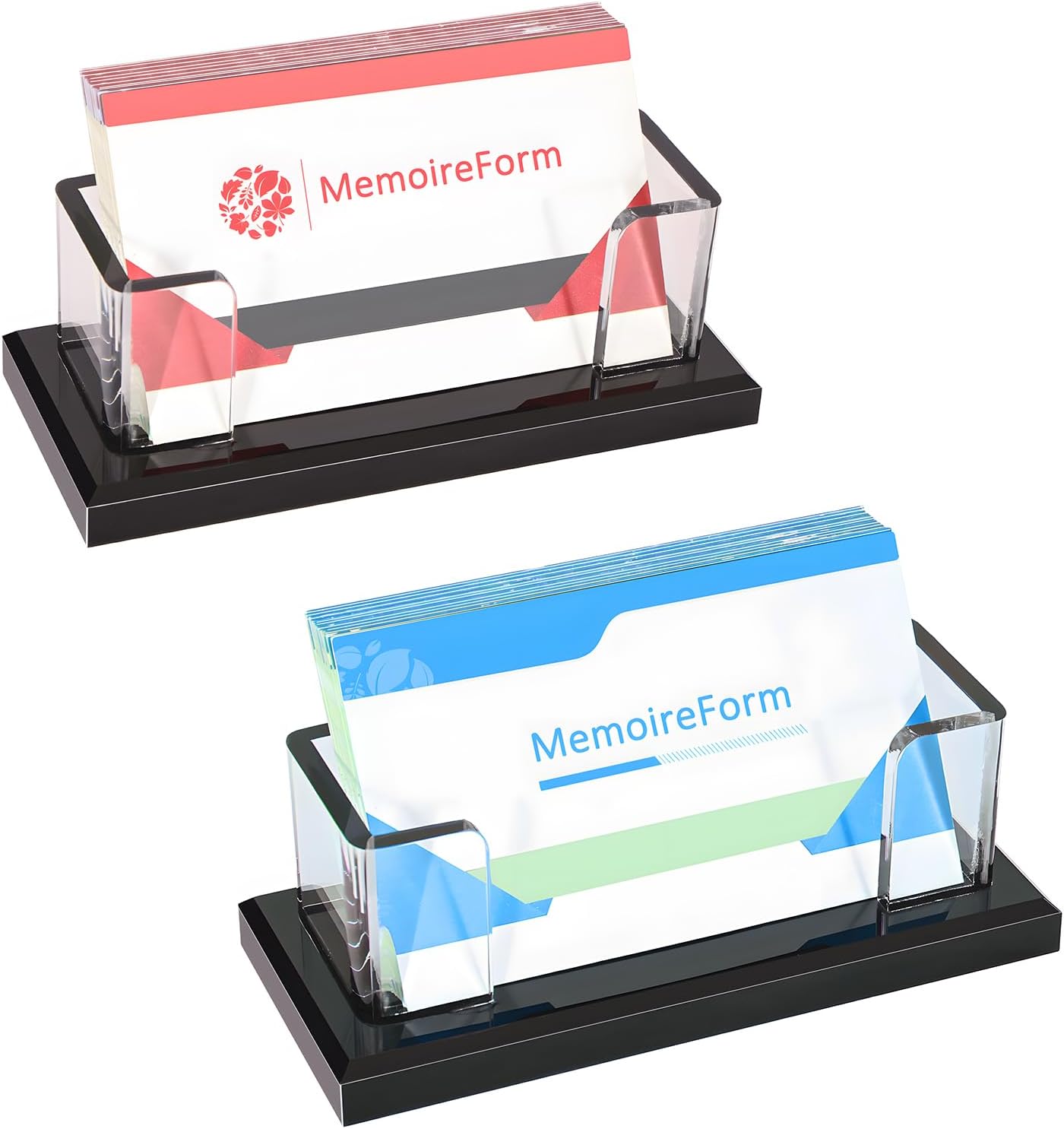 2 Pack Business Card Holder for Desk, Multiple Business Card Holders, Acrylic Business Card Display Stand for Office, Home, Restaurant, Exhibition