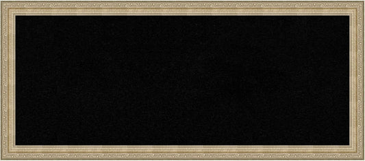 Amanti Art Black Cork Board for Wall, 14x32 Vision Board with Champagne Frame, Medium Corkboard Office Decor for Home Organization, Traditional Corkboard Pinboard to display items for home