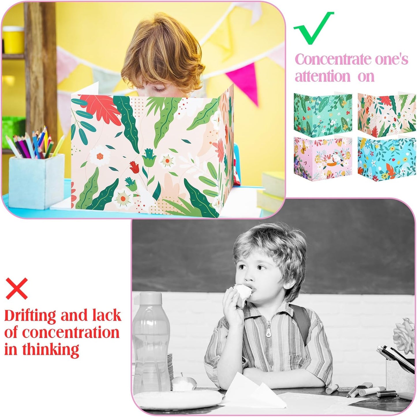 Crtiin 24 Pcs Privacy Folders for Students Desk Dividers Standard School Privacy Cardboard Board Testing Dividers Shield for Classroom Teacher Supplies Keep Eyes from roving(Fresh)