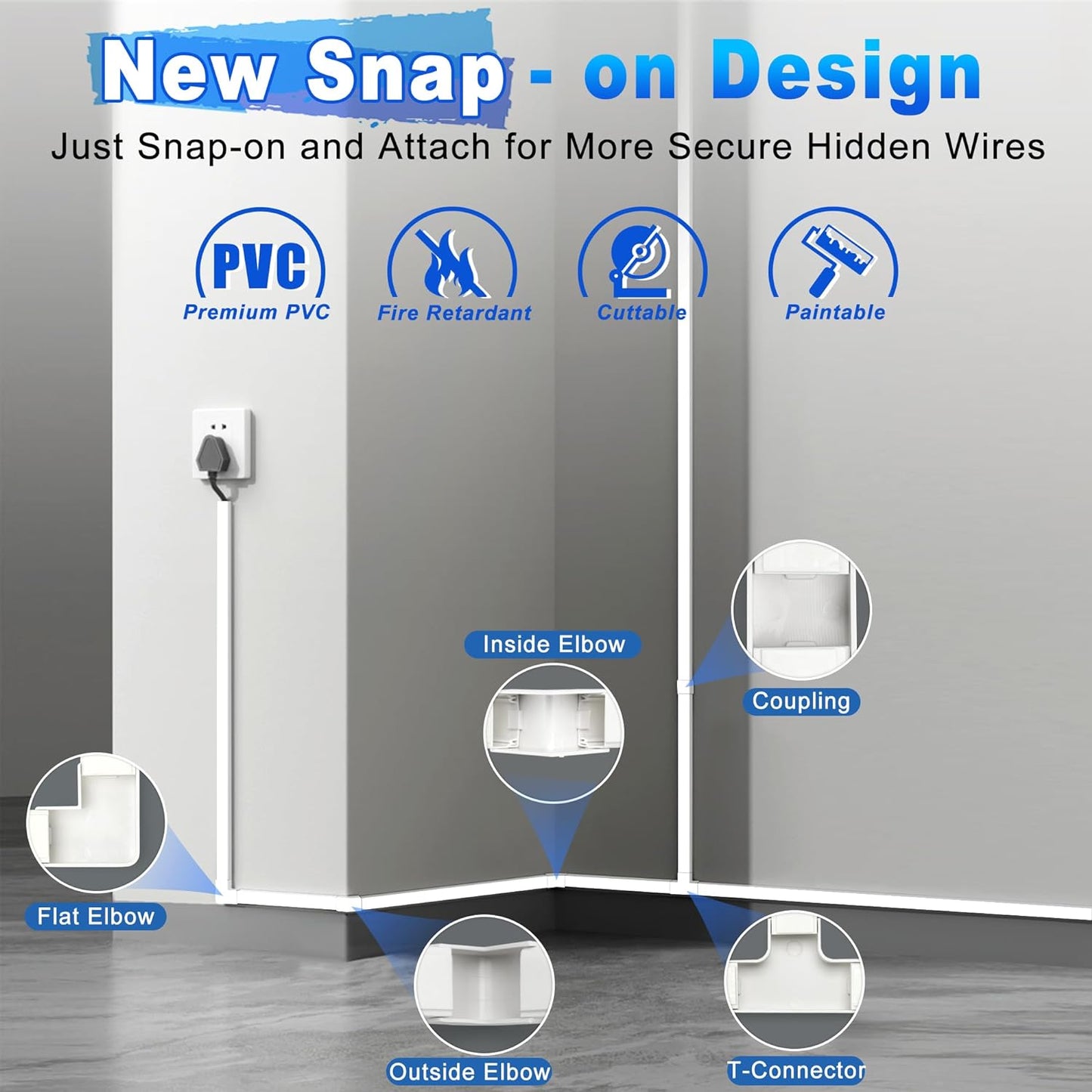 Cable Covers for Cords on Wall-392.5in Wire Hider for TV on Wall, White Cable Concealer, 25 x L15.7in W0.95H 0.55in