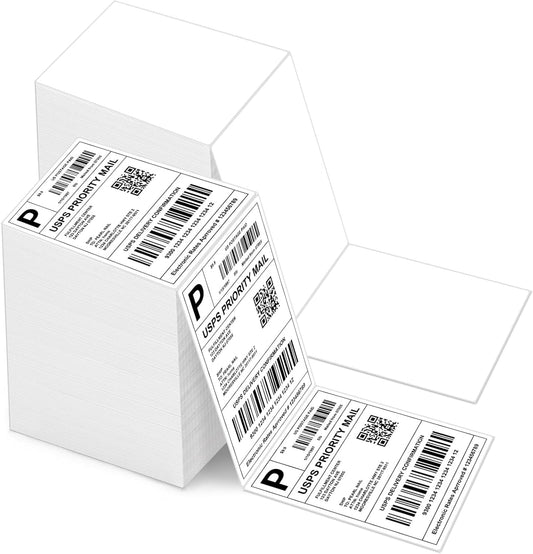 4x6 Thermal Labels - Waterproof Shipping Stickers for Thermal Printers, All-Purpose Label Stickers, White, 1000/Pack (2-Pack)