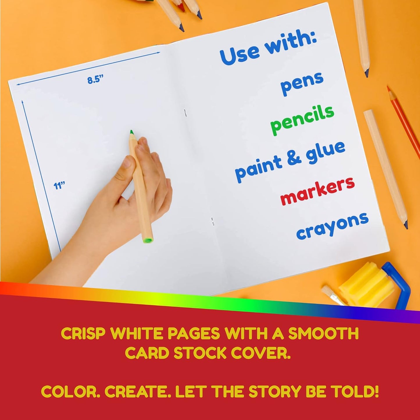 Hygloss Blank Books 8.5 x 11 Inches - 20 Pack - White Paperback for Drawing & Writing - Empty Books for Journaling, Sketching or Arts & Craft