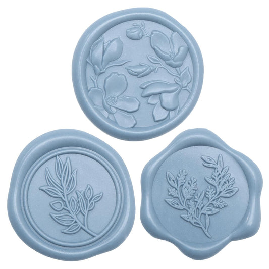 UNIQOOO Wax Seal Stickers - (3 Designs in 1 Pack) Wedding Invitation Envelope Seal Stickers, 60 Pcs Self-Adhesive Stickers, Perfect for Invitation, Christmas, Gift Wrapping (Dusty Blue)