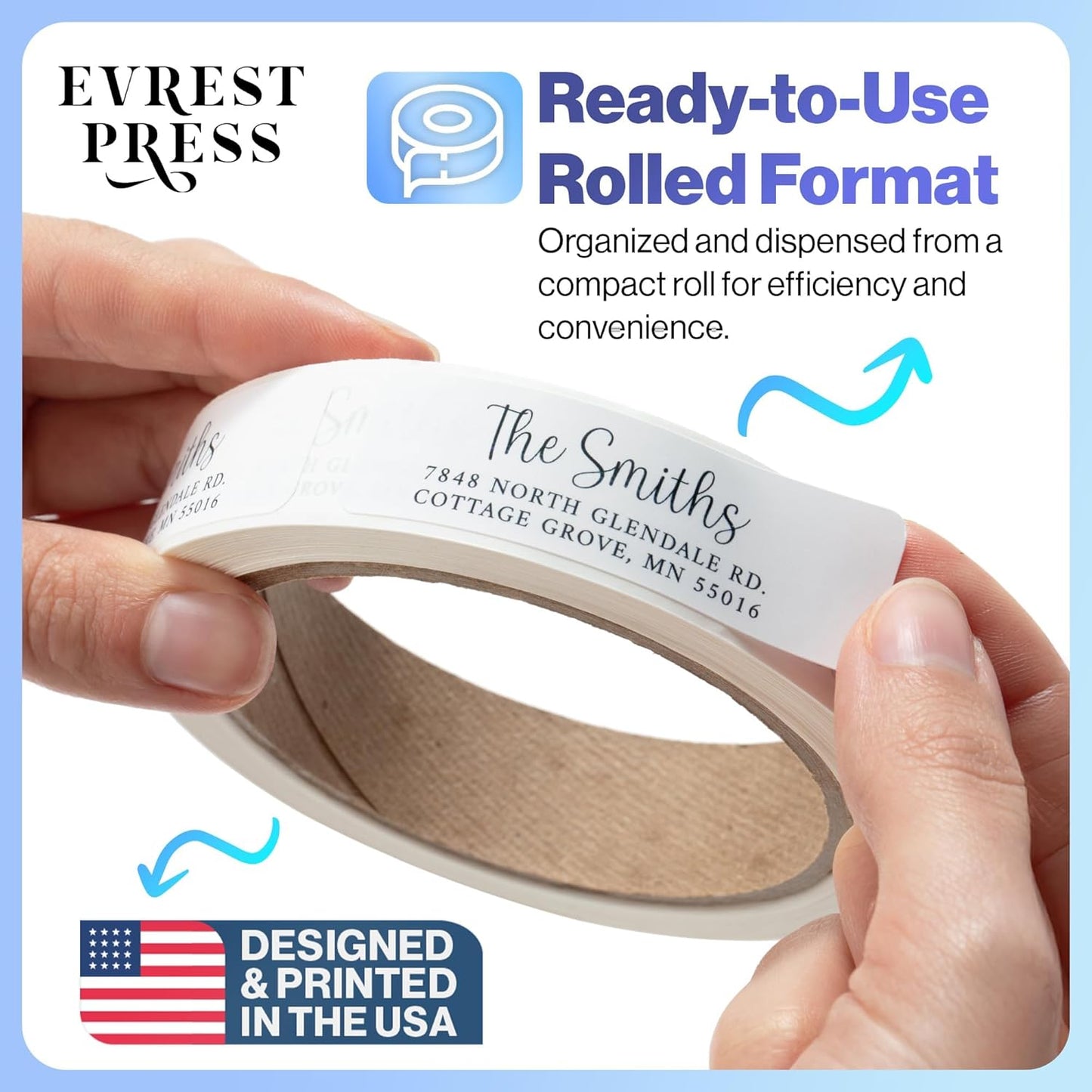 300 Personalized Address Labels - Glossy White Return Address Label 2.5" x 0.75'', Stylish Fonts for Envelopes & Packages, Customizable Labels for Home or Office Use