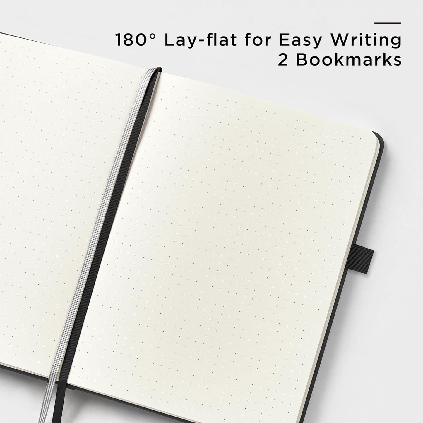 &And Per Se Dotted Journal Notebook (5 Packs), A5 Hardcover Leather Dotted Journal, 160 Pages 100 gsm Thick Paper, 3 Sheets of Stickers Included- 5.7'' x 8'' (Black