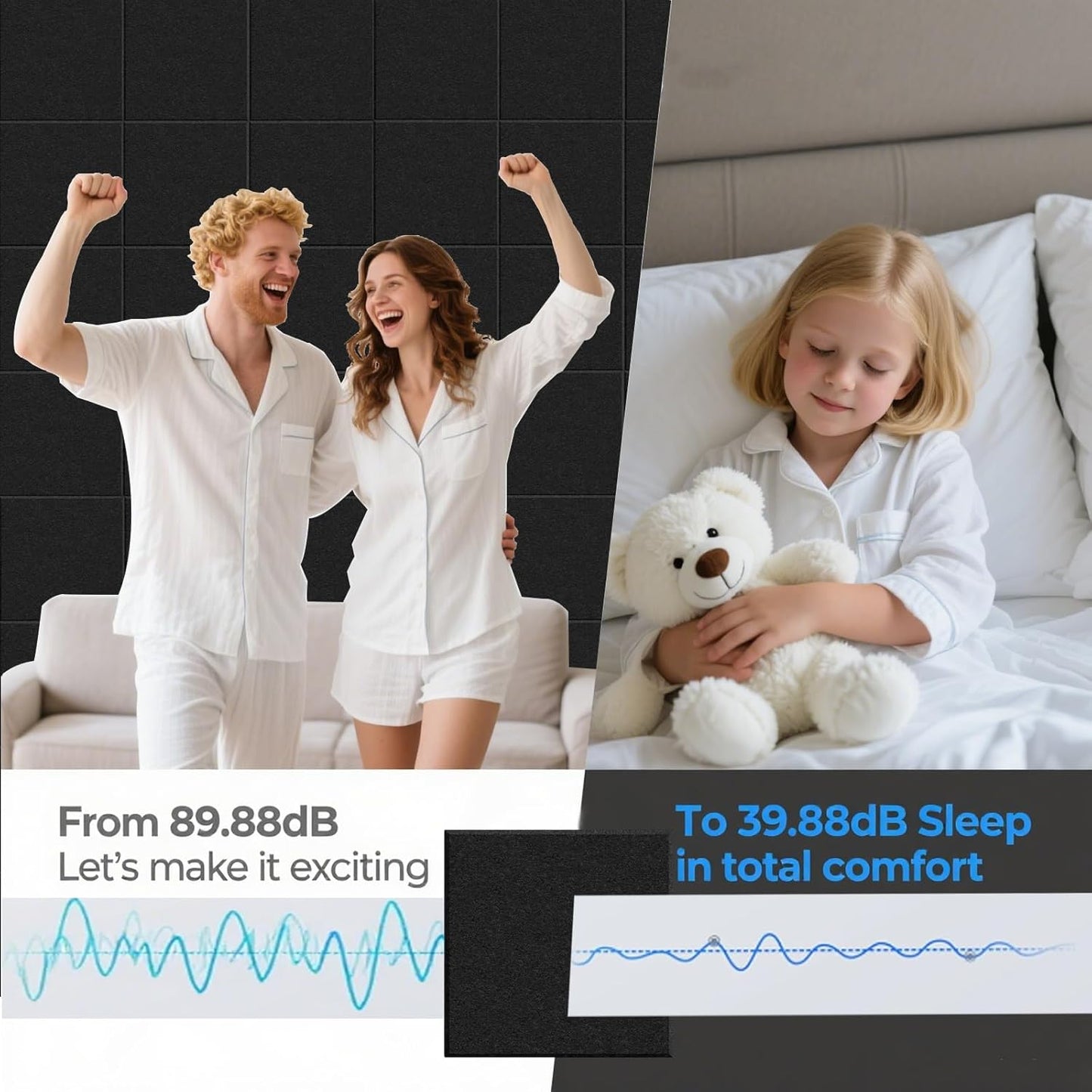 Large Acoustic Panels, 48"X36"X0.4" Sound Proof Foam Panels for Walls, Sound proof panels for walls, Soundproof Wall Panels for Home Studio&Office Decor. (Black)