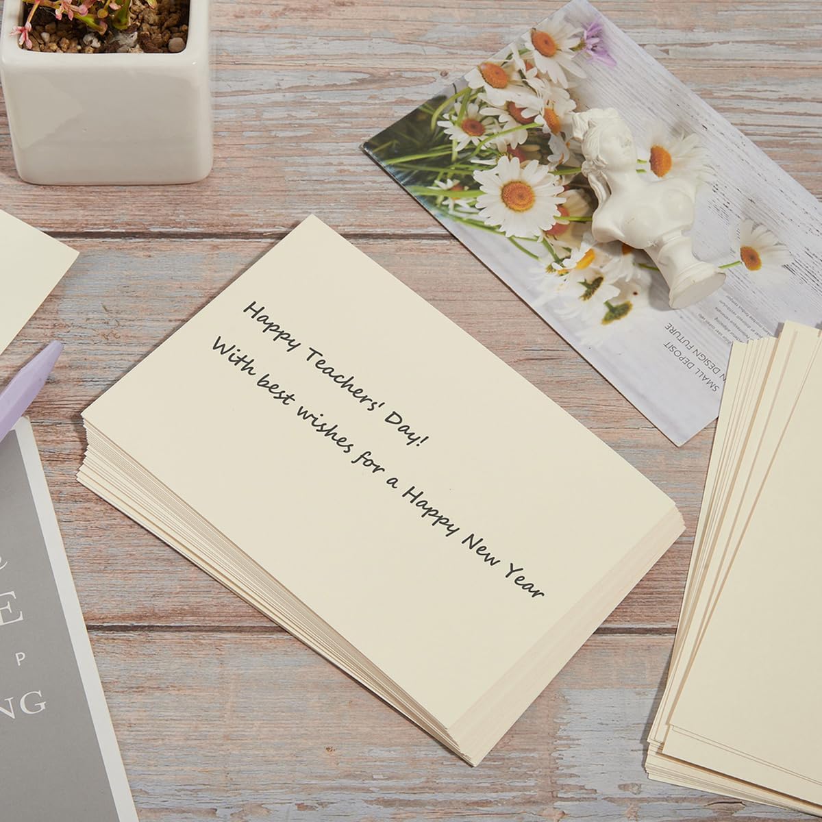 50 Sheets Blank Cardstock Paper 250 GSM Thick Heavy Cards Stock for DIY Art Projects, Card Making, Postcards, Greeting Cards, Birthday Party, Wedding Invitations (Cream, 4x6 inches)