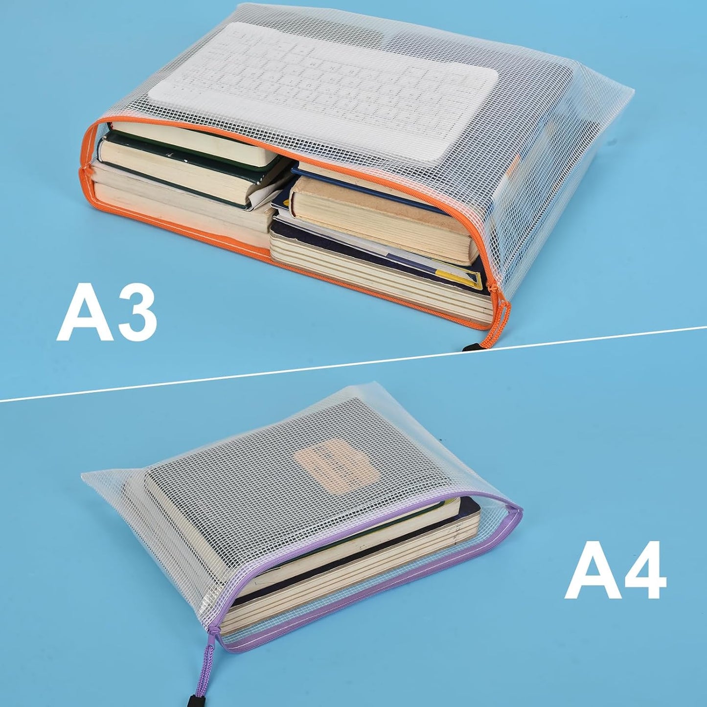 Mesh Zipper Pouch,Waterproof Zipper Bags,18pcs Document Folders,for Puzzle Board Game Storage,for School Office Supplies.