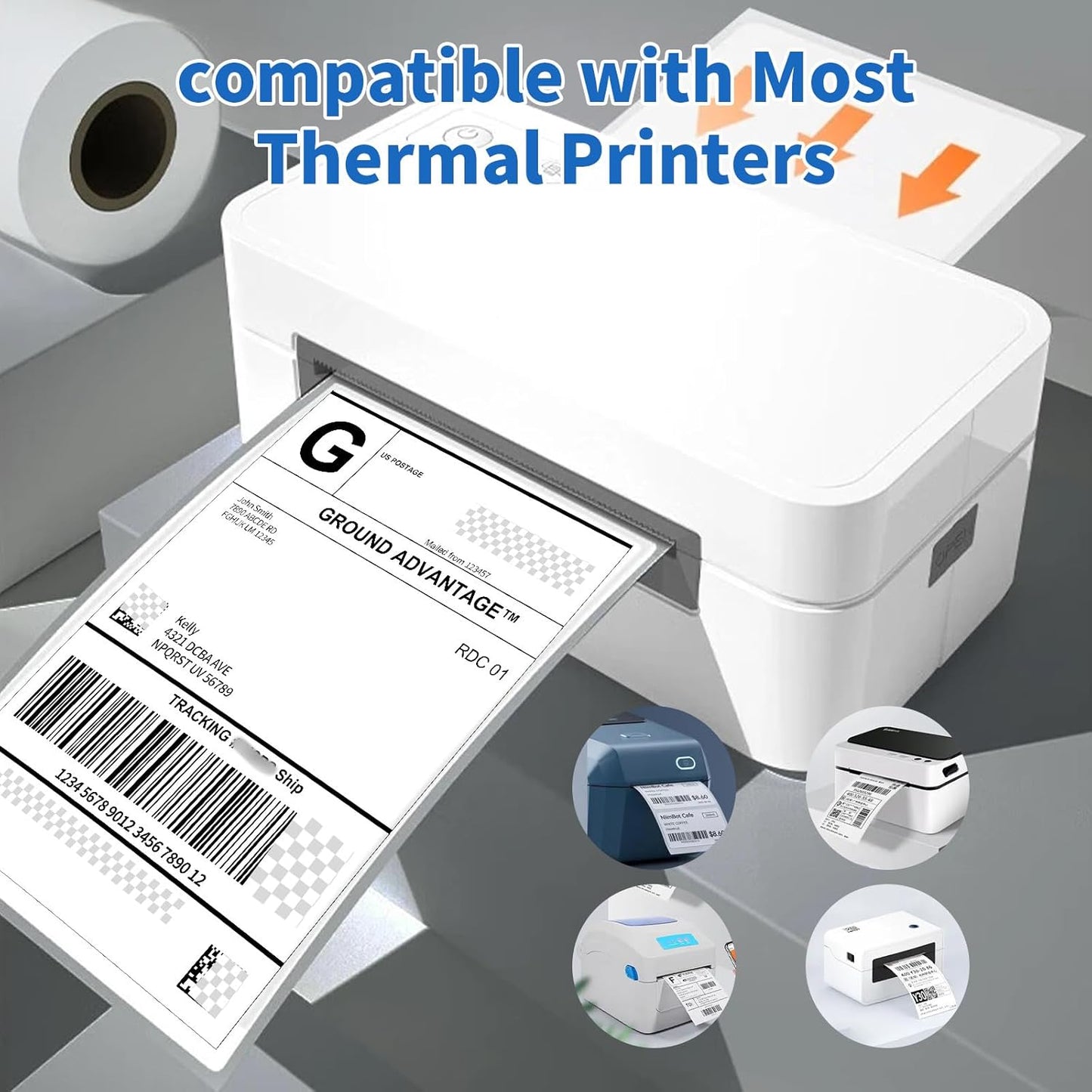 4"×6" Direct Thermal Shipping Label, Fanfold Thermal Label 1000 Packs (500packs Per Stack) Permanent Adhesive, Compatible with Zebra, Rollo, Jadens, Nelko