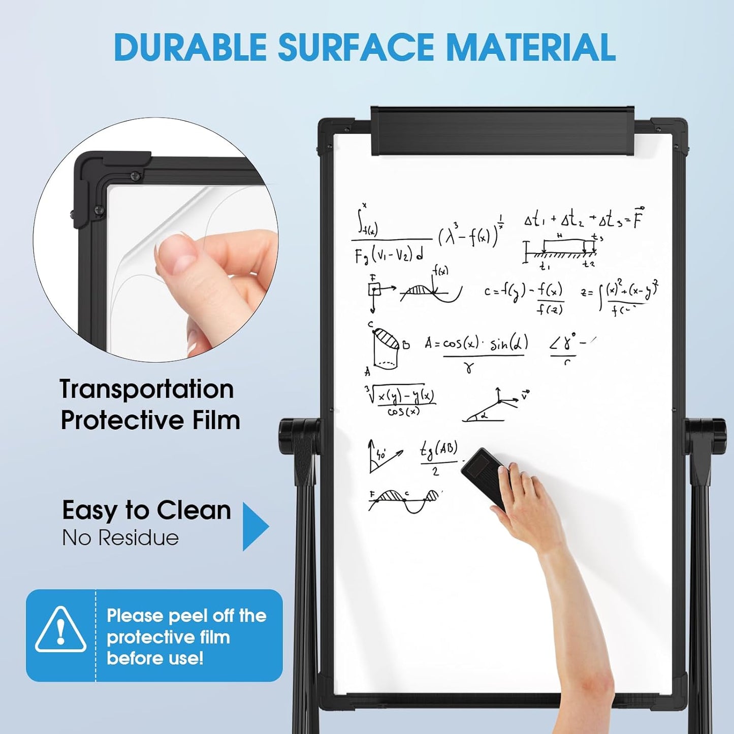 MaxGear Large White Board with Stand, 36" x 24" Double Sided Big Easel Whiteboard A-Stand Dry Erase Board Height Adjustable Flip Chart for School,Classroom,Office, Black Aluminum Alloy Frame