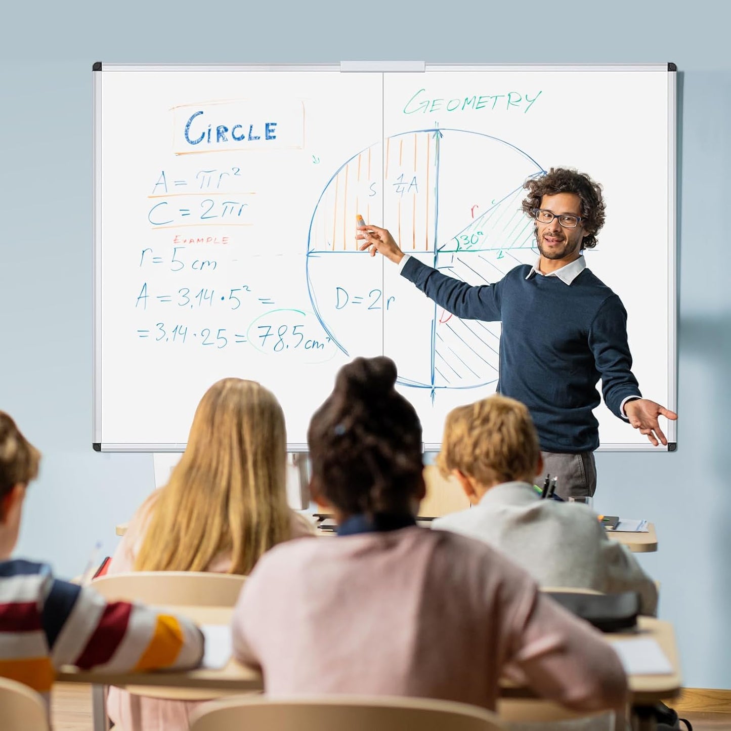 VIZ-PRO Dry Erase White Board/Magnetic Foldable Whiteboard, 48 X 36 Inches, Silver Aluminium Frame